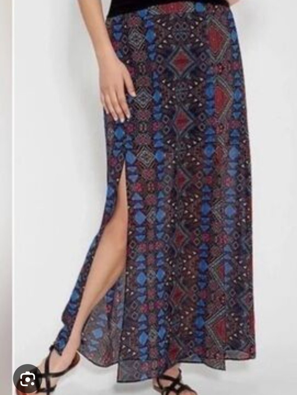 Maurices multi-colored geometric print pull-on maxi skirt